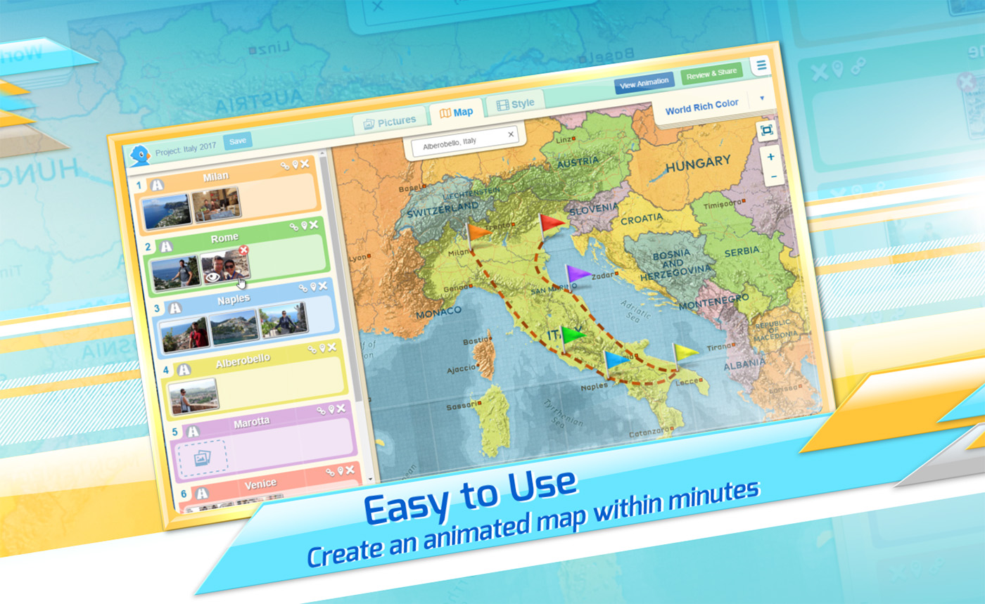 animated travel map online free