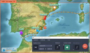 Screenshot of Pictramap Video Recording with Movavi