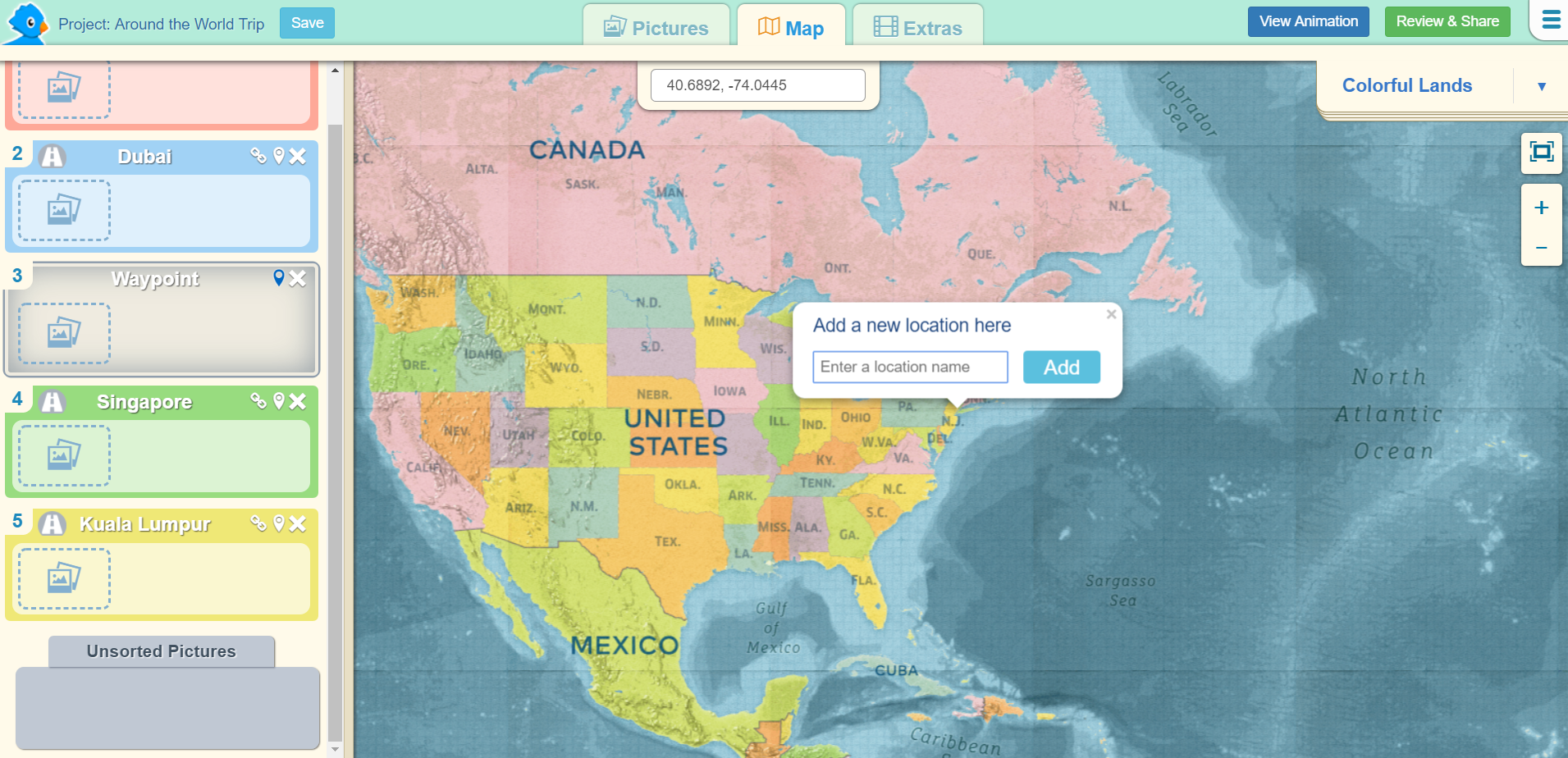 Search by GPS coordinates in PictraMap